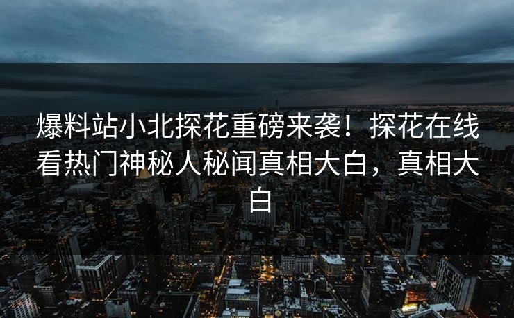 爆料站小北探花重磅来袭！探花在线看热门神秘人秘闻真相大白，真相大白