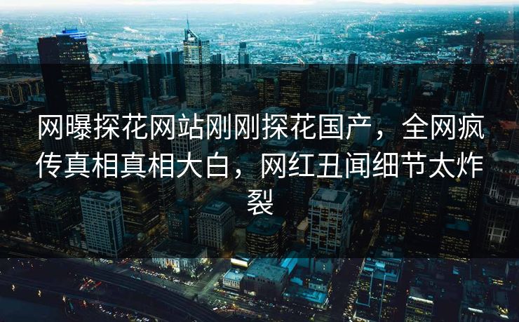 网曝探花网站刚刚探花国产，全网疯传真相真相大白，网红丑闻细节太炸裂  第1张