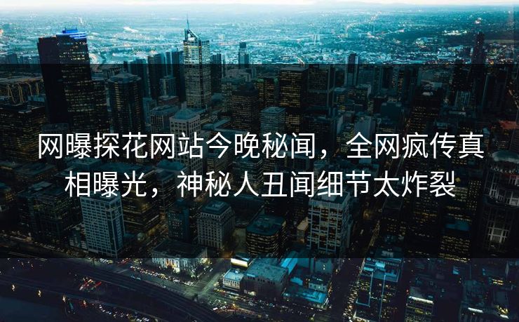 网曝探花网站今晚秘闻，全网疯传真相曝光，神秘人丑闻细节太炸裂  第1张