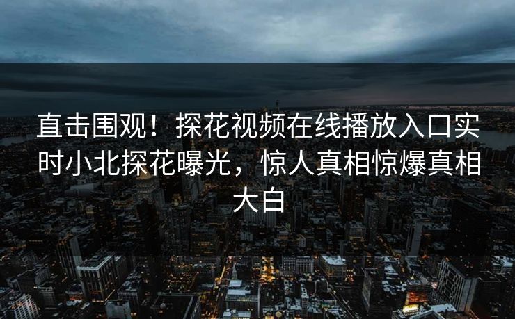 直击围观！探花视频在线播放入口实时小北探花曝光，惊人真相惊爆真相大白  第1张