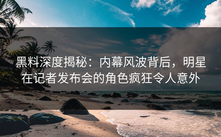 黑料深度揭秘：内幕风波背后，明星在记者发布会的角色疯狂令人意外  第1张