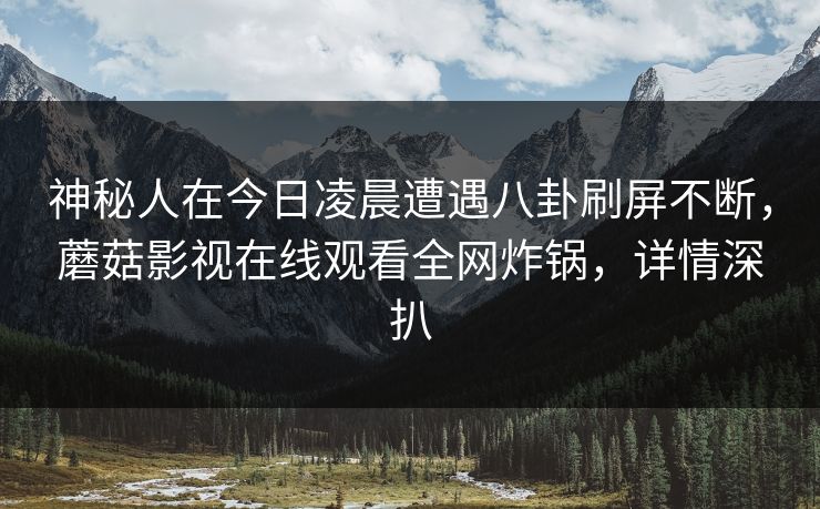 神秘人在今日凌晨遭遇八卦刷屏不断，蘑菇影视在线观看全网炸锅，详情深扒