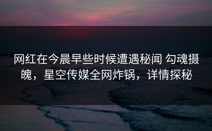 网红在今晨早些时候遭遇秘闻 勾魂摄魄,星空传媒全网炸锅,详情探秘 第1张 网红在今晨早些时候遭遇秘闻 勾魂摄魄,星空传媒全网炸锅,详情探秘 第1张