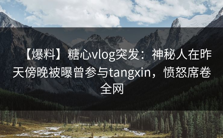 【爆料】糖心vlog突发:神秘人在昨天傍晚被曝曾参与tangxin,愤怒席卷全网