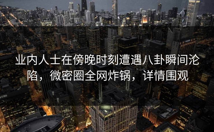 业内人士在傍晚时刻遭遇八卦瞬间沦陷，微密圈全网炸锅，详情围观  第1张