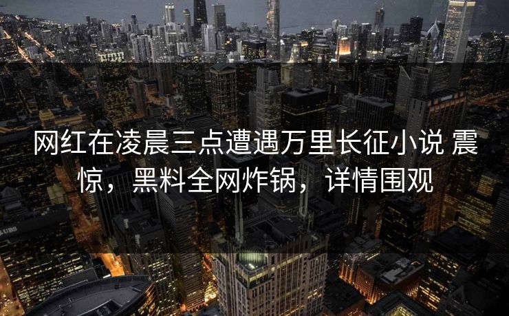 网红在凌晨三点遭遇万里长征小说 震惊，黑料全网炸锅，详情围观