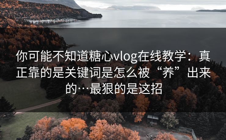你可能不知道糖心vlog在线教学:真正靠的是关键词是怎么被“养”出来的…最狠的是这招