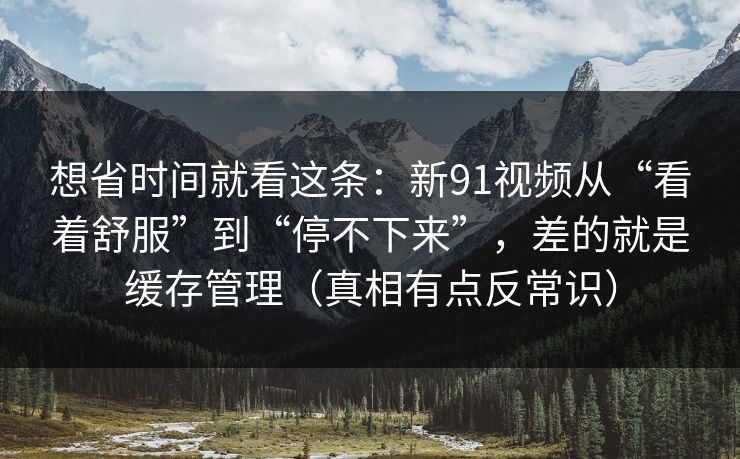 想省时间就看这条:新91视频从“看着舒服”到“停不下来”,差的就是缓存管理(真相有点反常识)